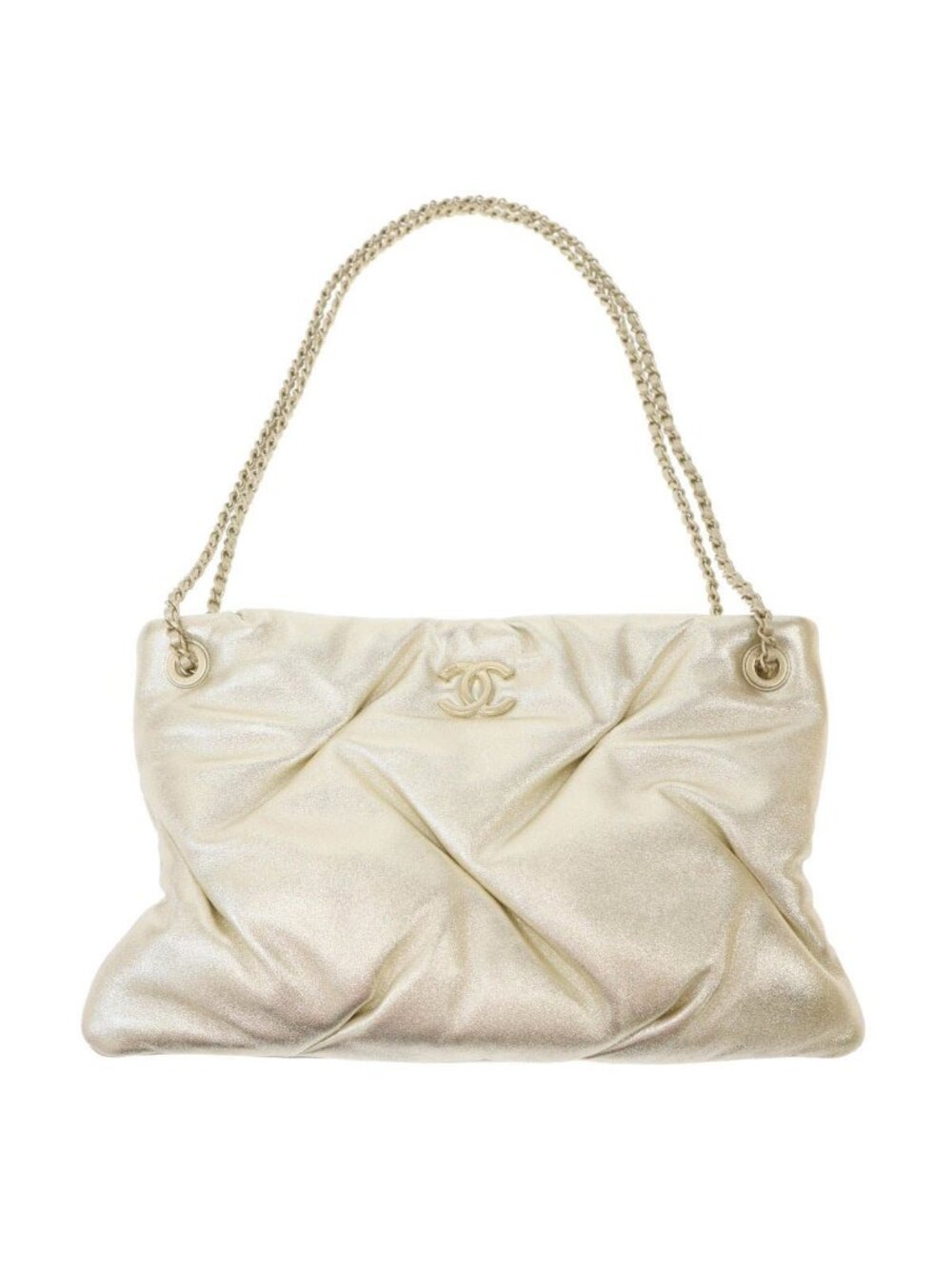 Chanel CC Pouch Shoulder Bag CC Logo Champagne Gold